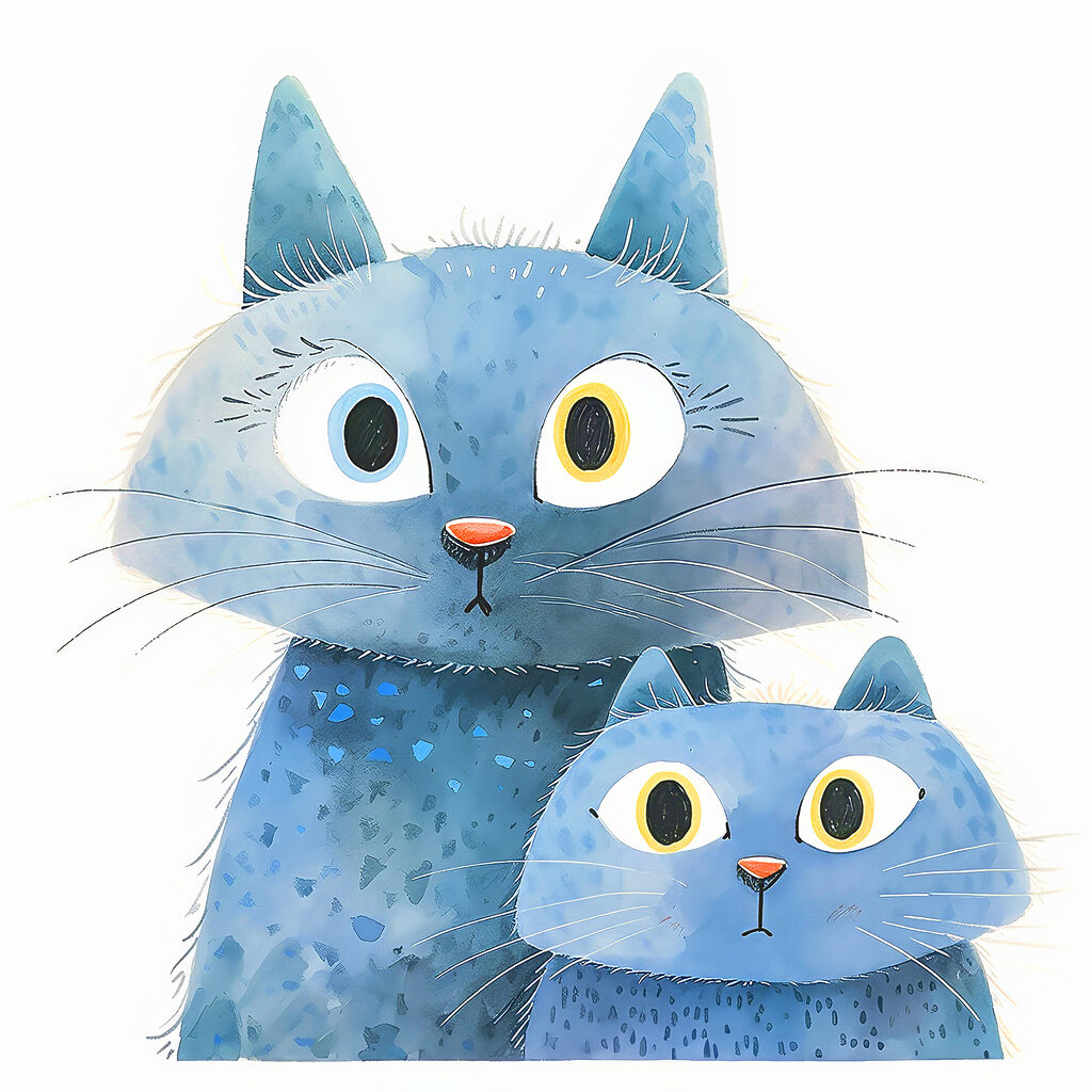 Regards de chats bleus — motif complet