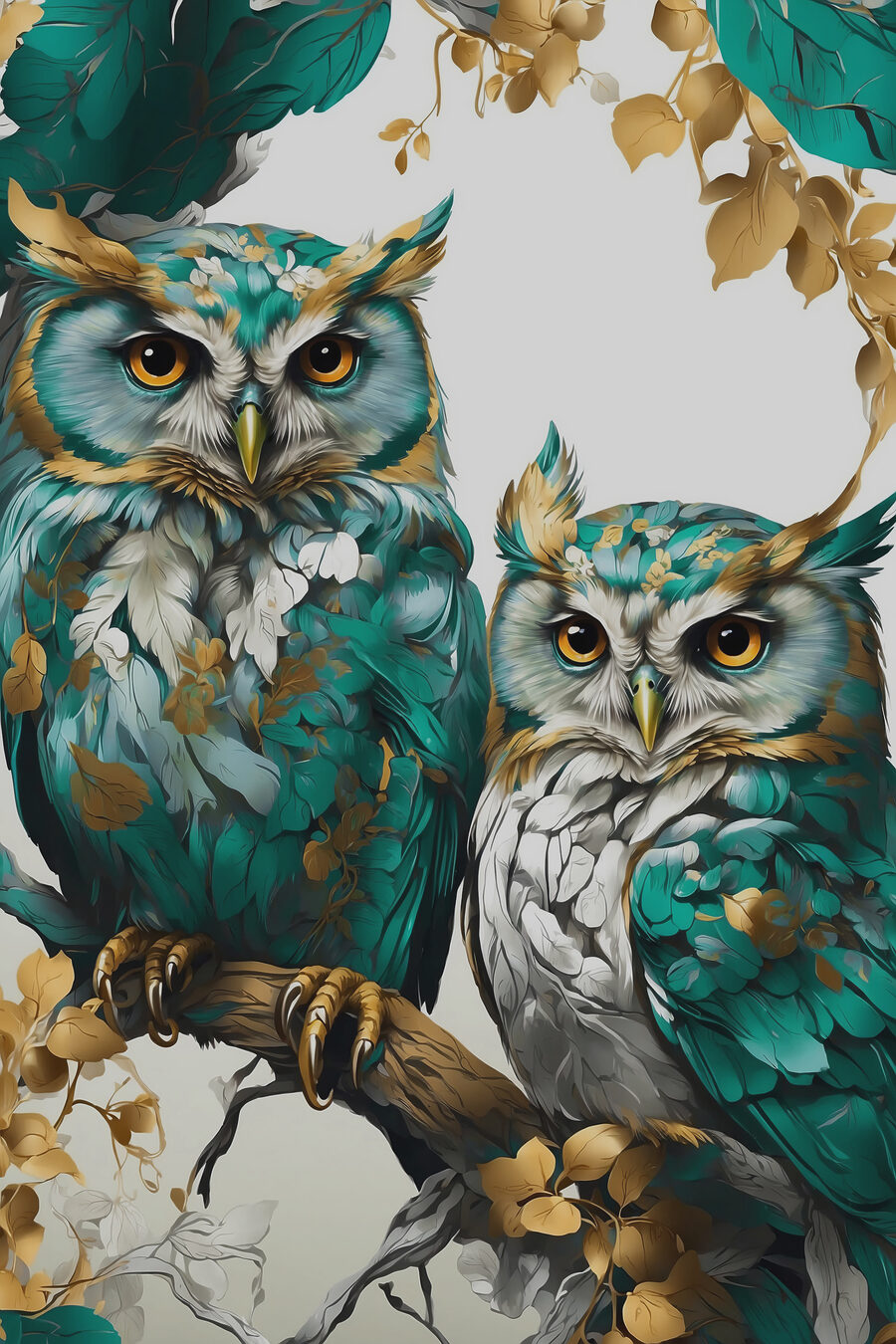 Chouettes côte à côte — motif complet
