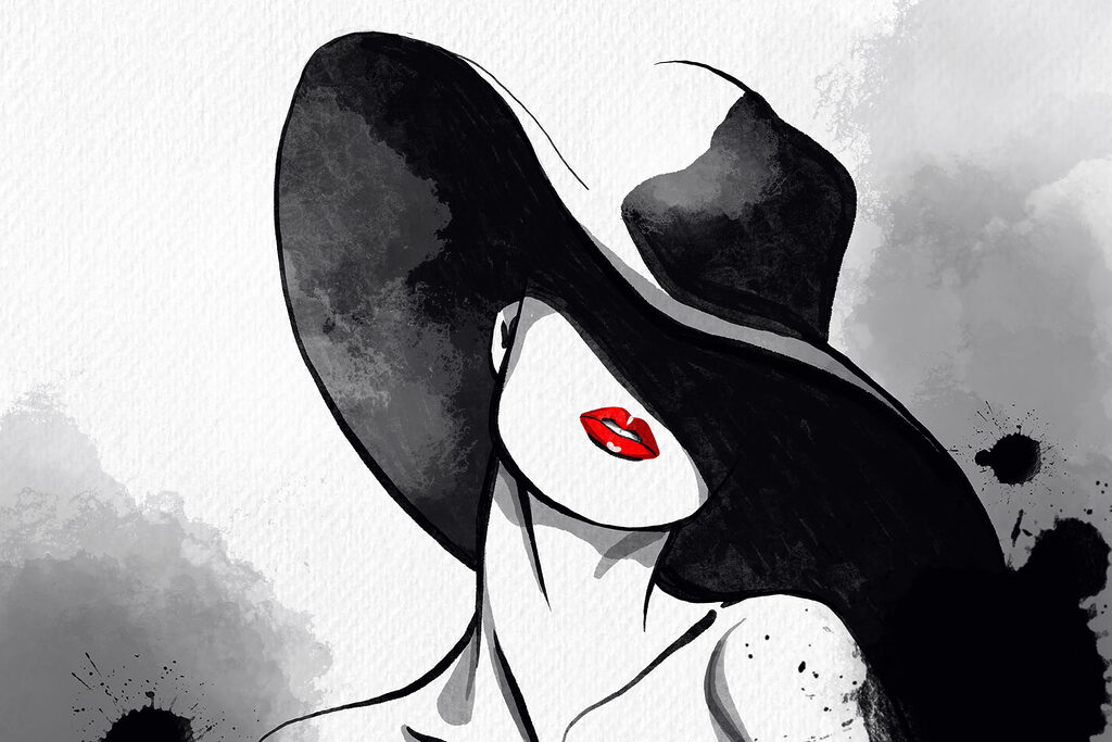 Chapeau à l’encre — motif complet