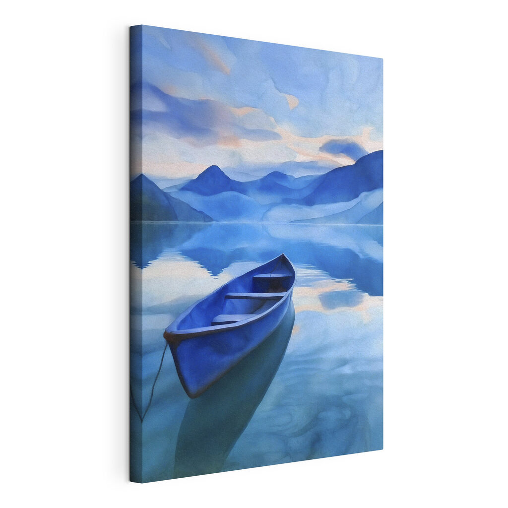 Barque sur le lac, toile tendue et bord enveloppé