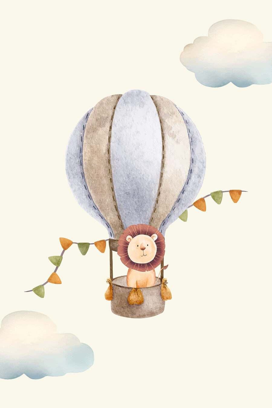 Lion en montgolfière — motif complet