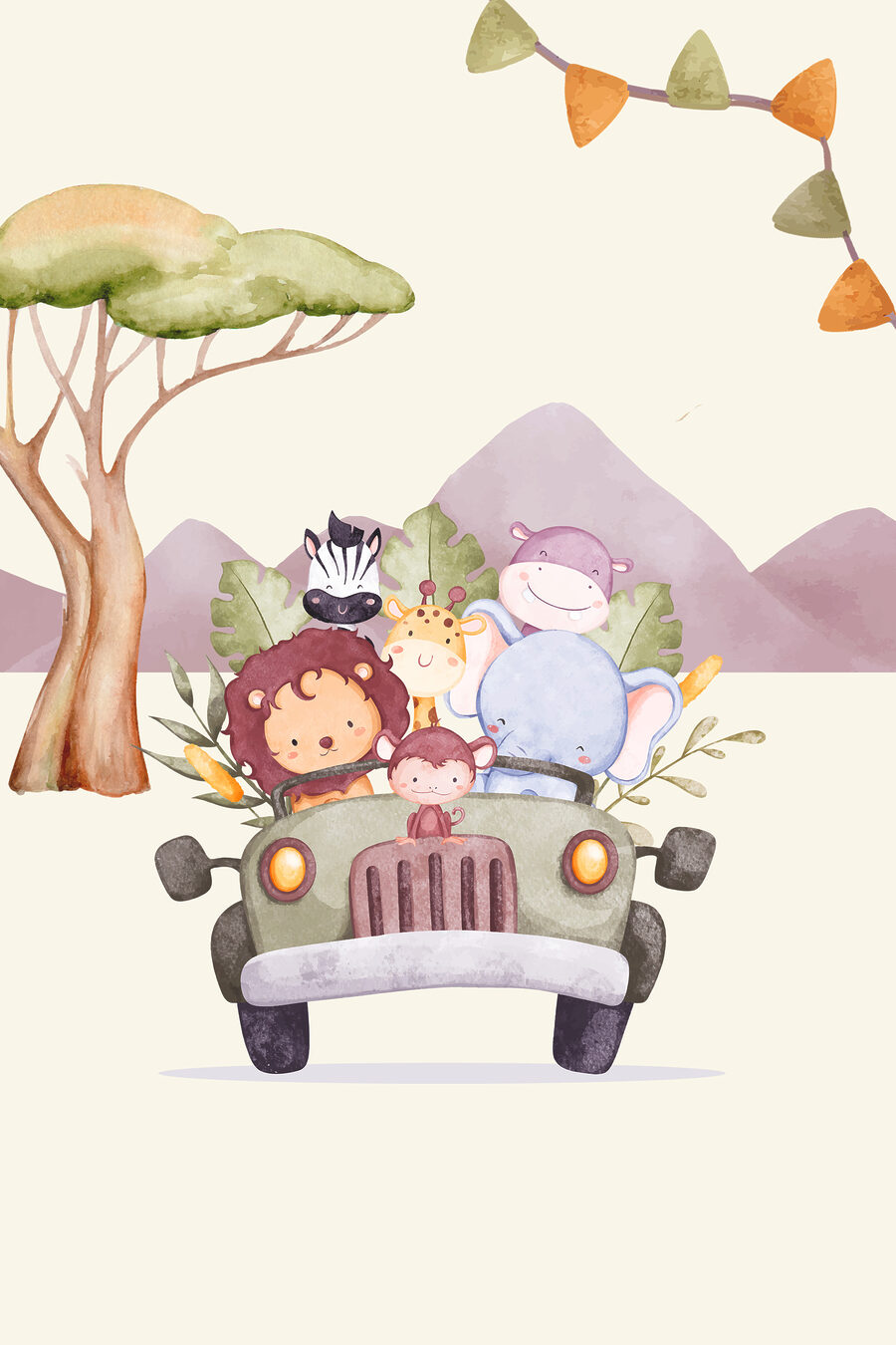 Petits amis en safari — motif complet