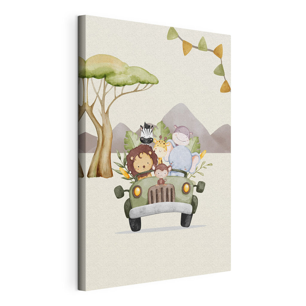 Petits amis en safari, toile tendue et bord enveloppé
