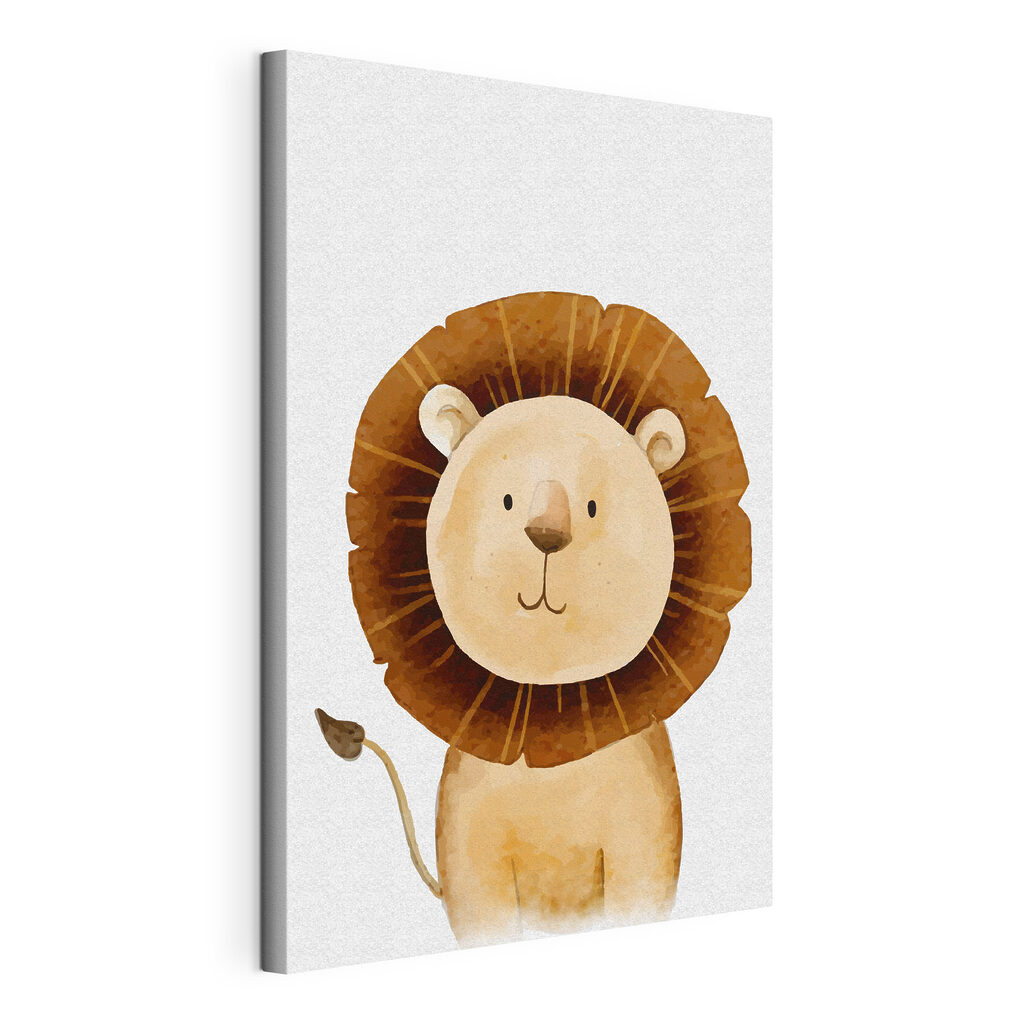Lion sans hâte, toile tendue et bord enveloppé
