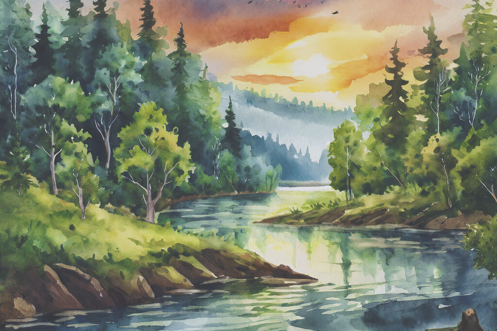 Rivière du soir — motif complet