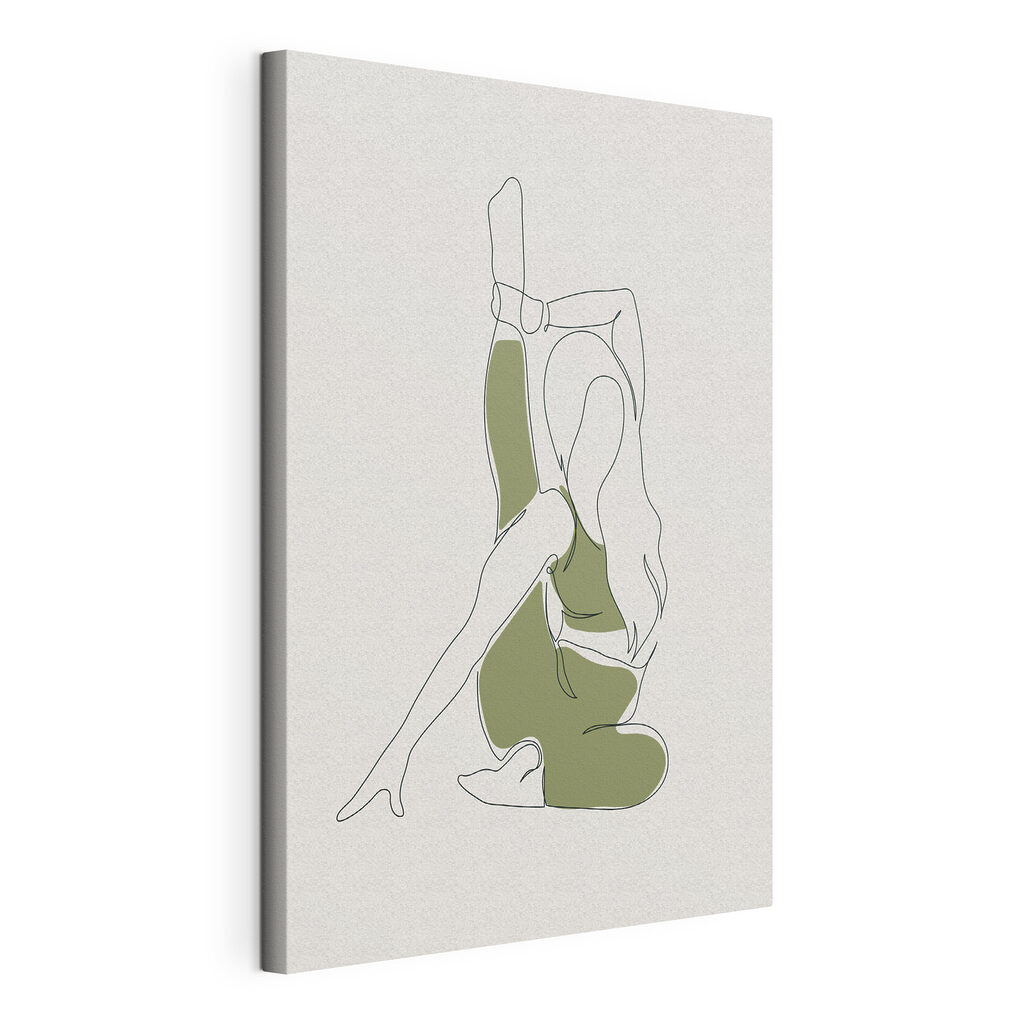 Femme qui s’étire, toile tendue et bord enveloppé