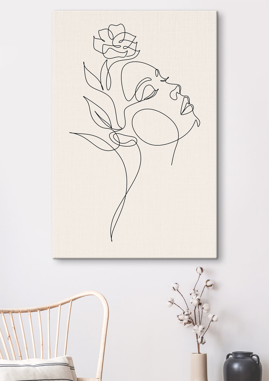 Rose au trait fin dans un intérieur
