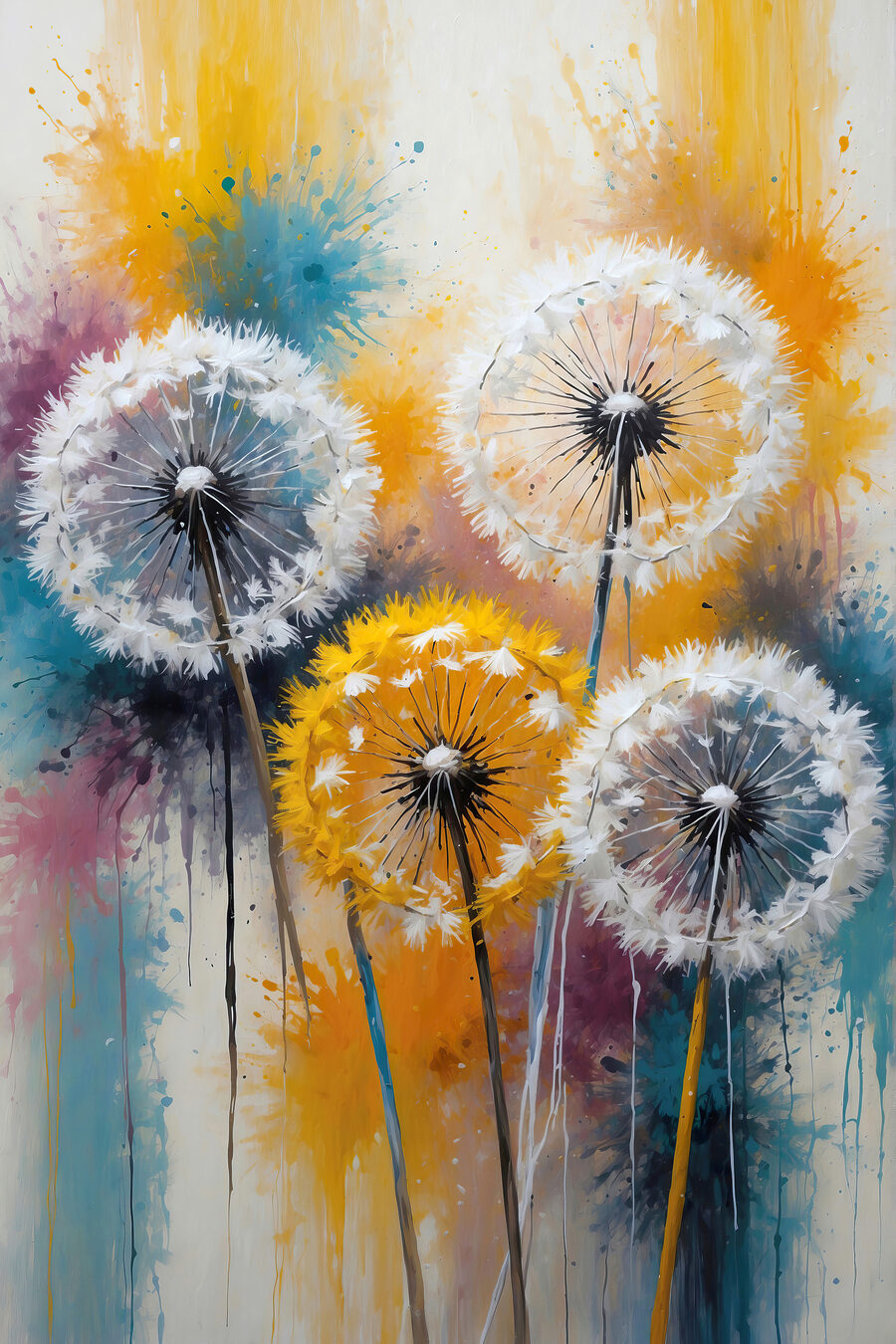 Pissenlits aux couleurs gaies — motif complet