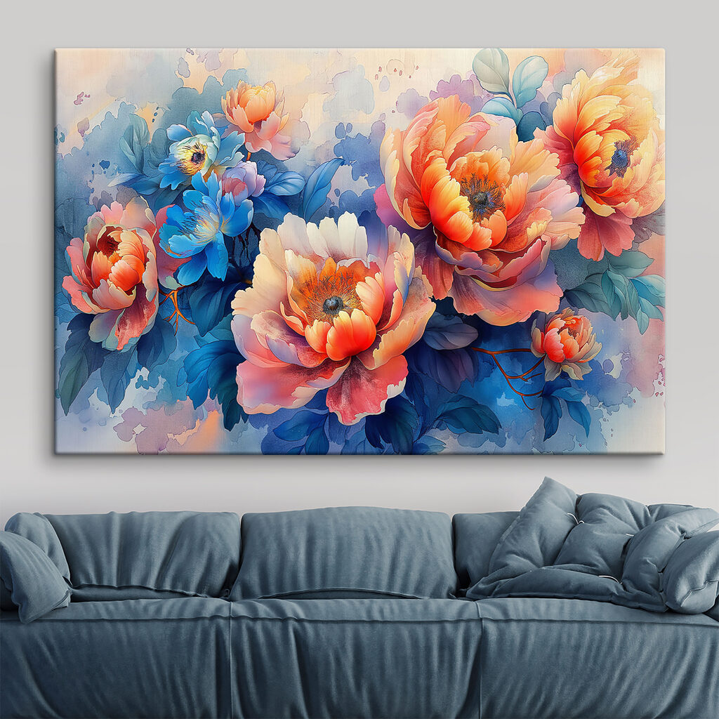 Fleurs sur fond bleu — intérieur 2