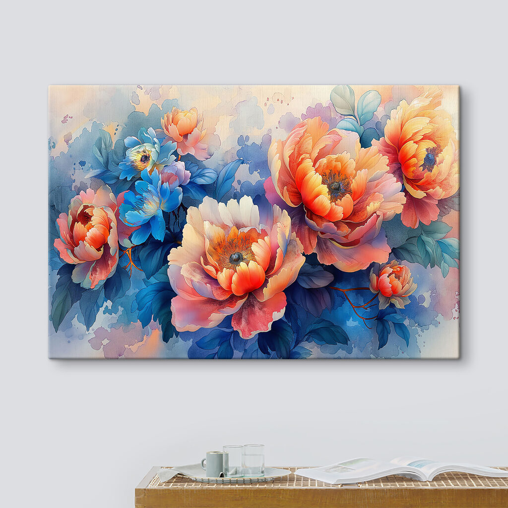 Fleurs sur fond bleu — intérieur 1