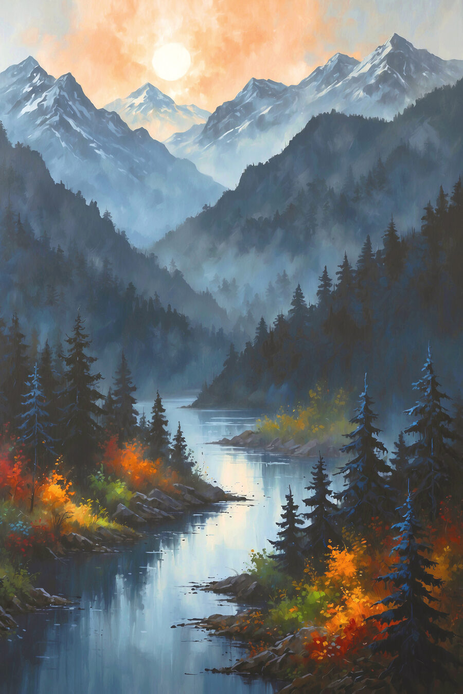 Rivière dans la vallée — motif complet