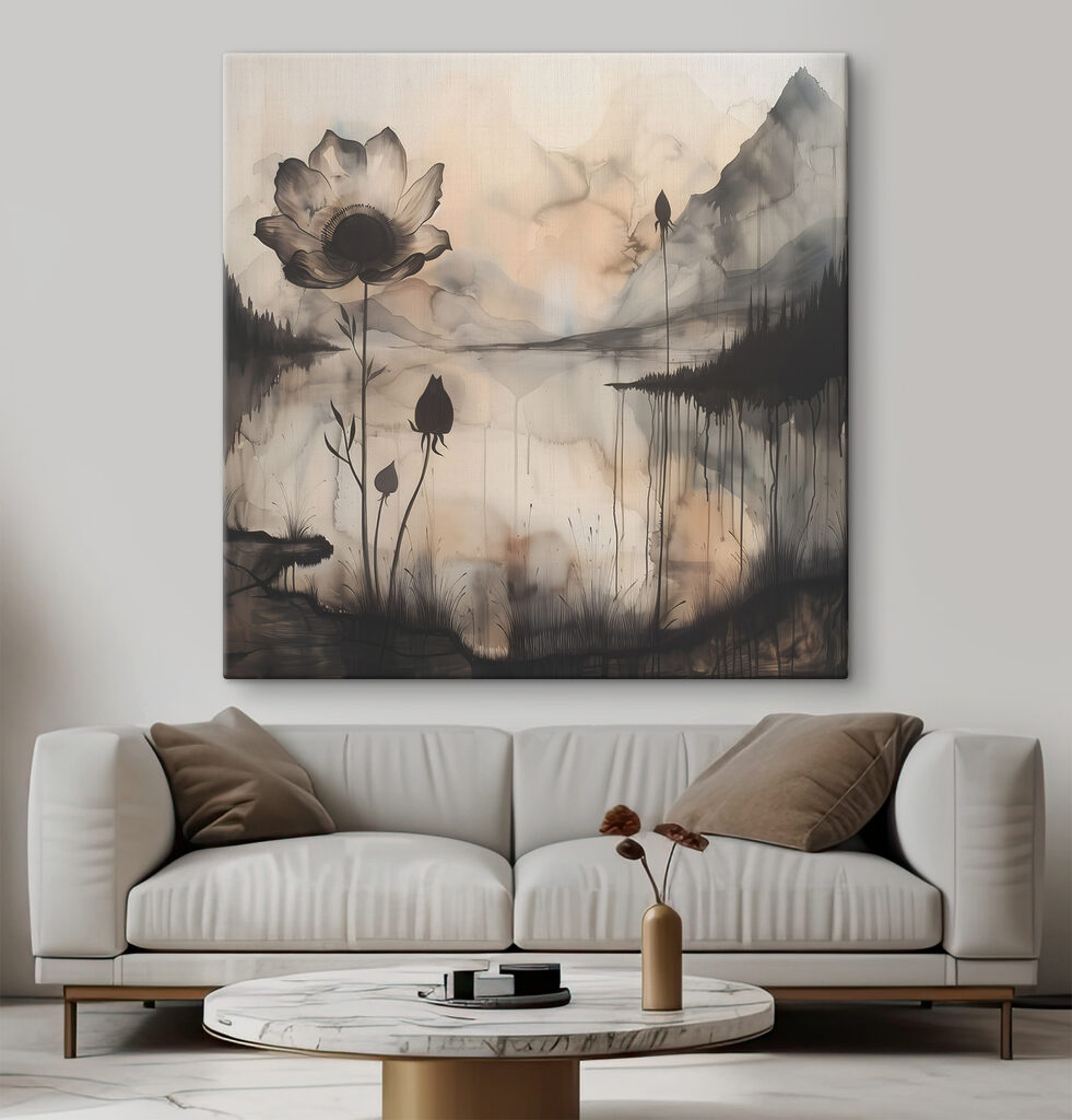 Fleur et lac brumeux — intérieur 3