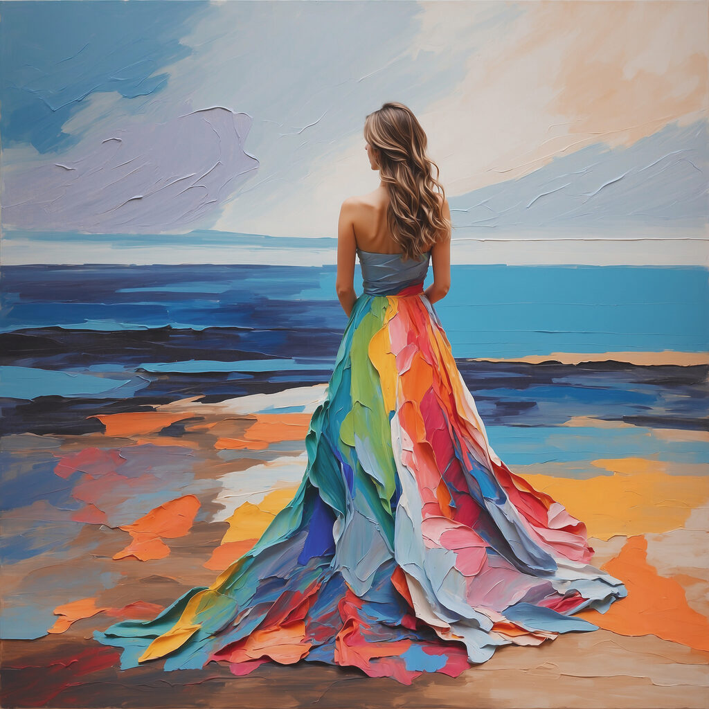 Robe haute en couleur — motif complet