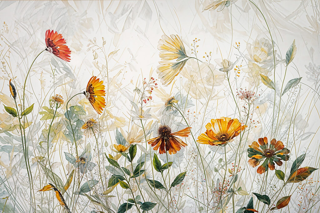 Fleurs des champs dansantes — motif complet