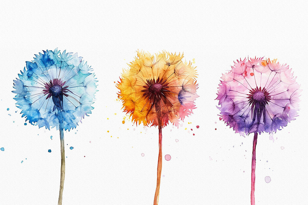 Pissenlits multicolores — motif complet