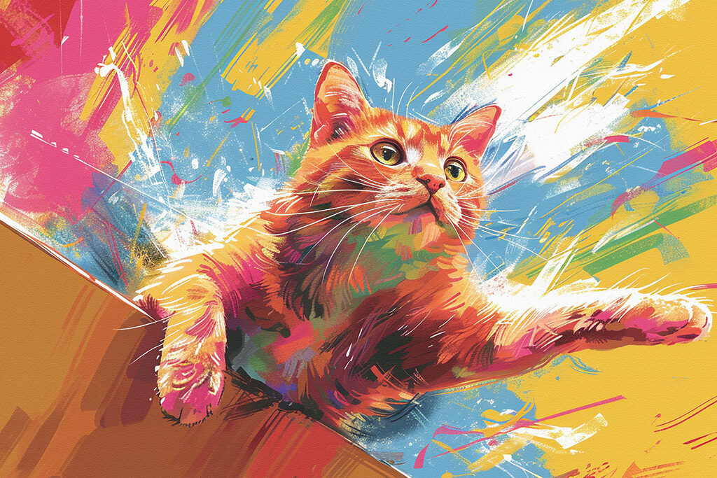 Chaton, patte tendue — motif complet