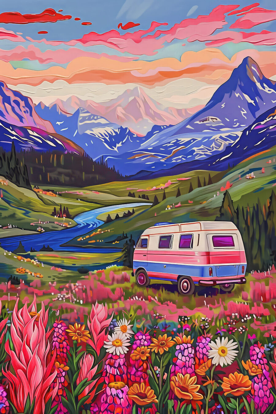 Escapade en van — motif complet