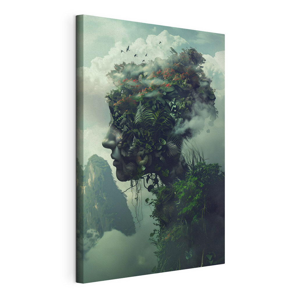 Visage de la forêt, toile tendue et bord enveloppé