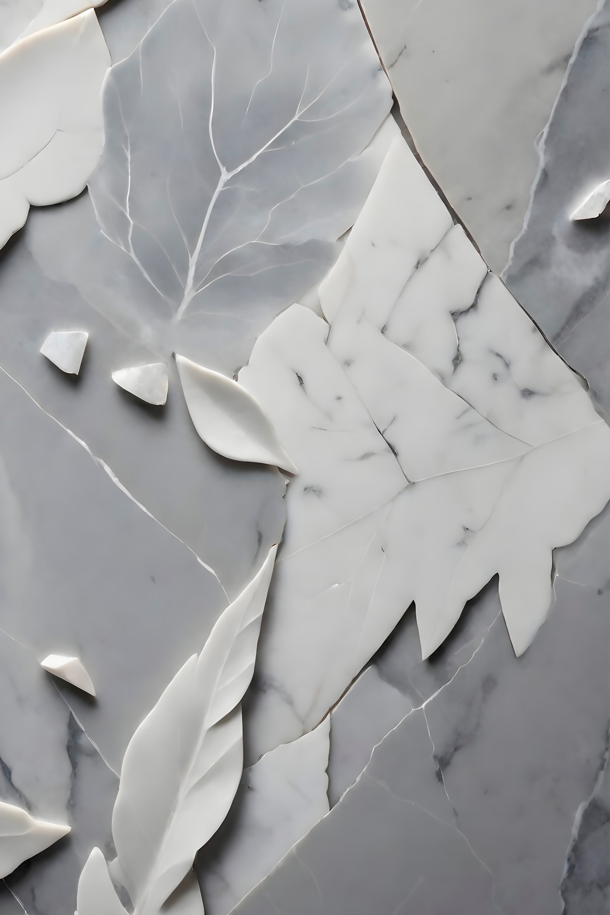 Feuille sur effet marbre — motif complet