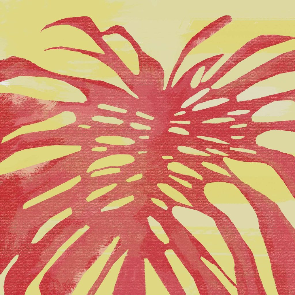 Feuille rouge sur jaune — motif complet