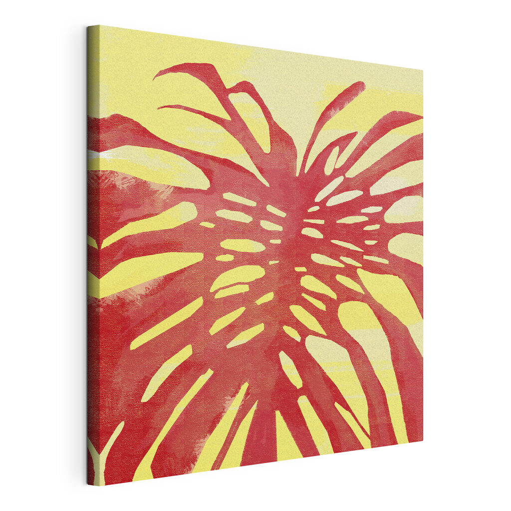 Feuille rouge sur jaune — vue du produit