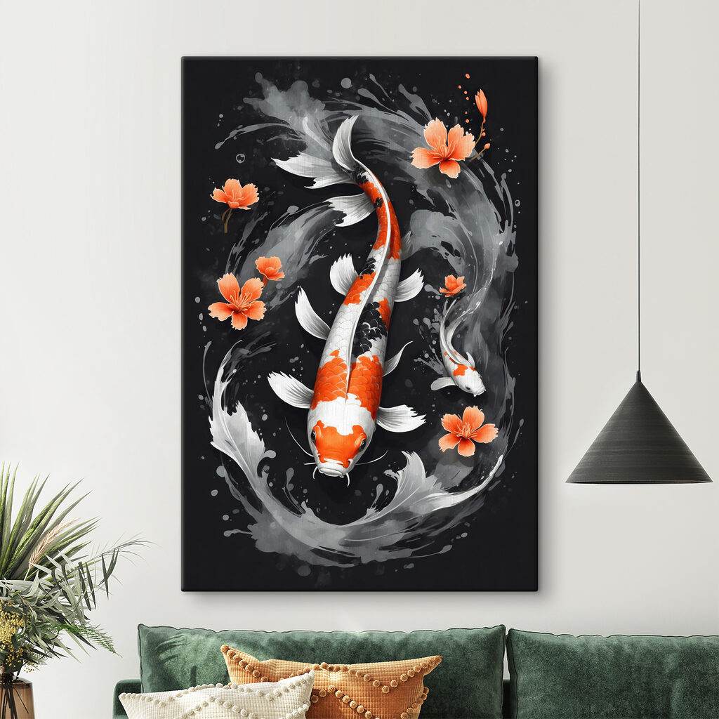 Koï parmi les fleurs — intérieur 2