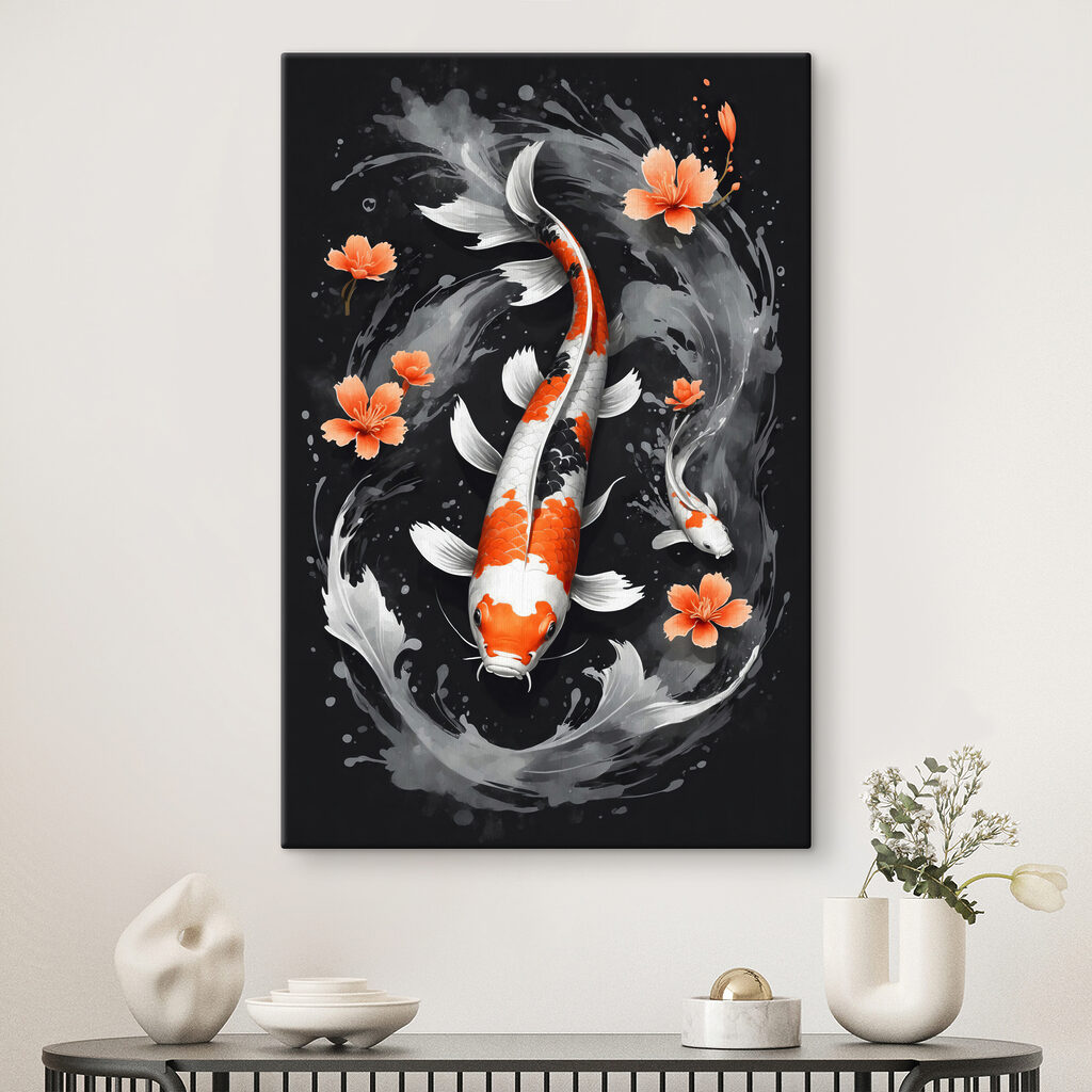 Koï parmi les fleurs — intérieur 1