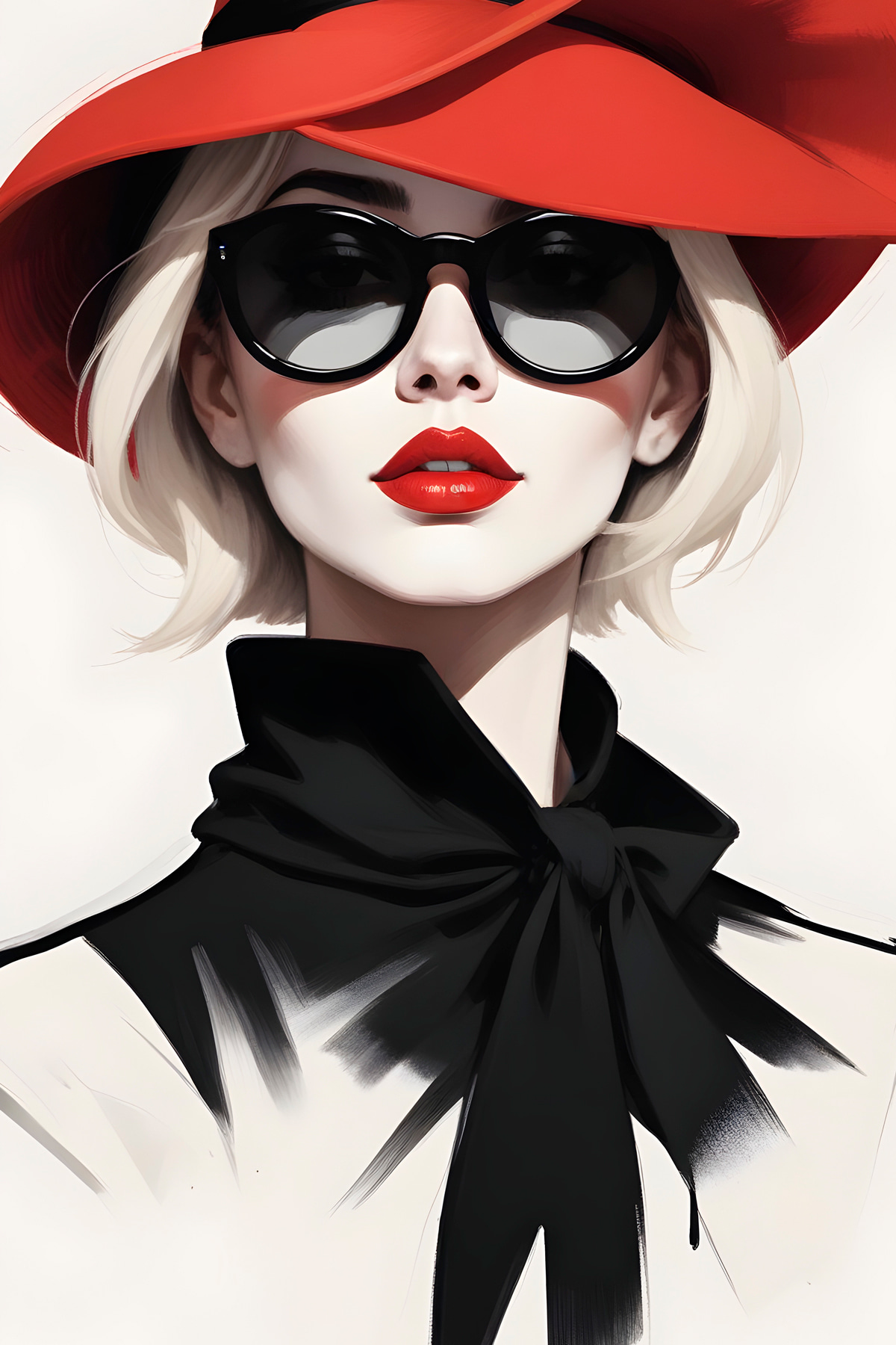 Chapeau rouge, nœud noir — motif complet