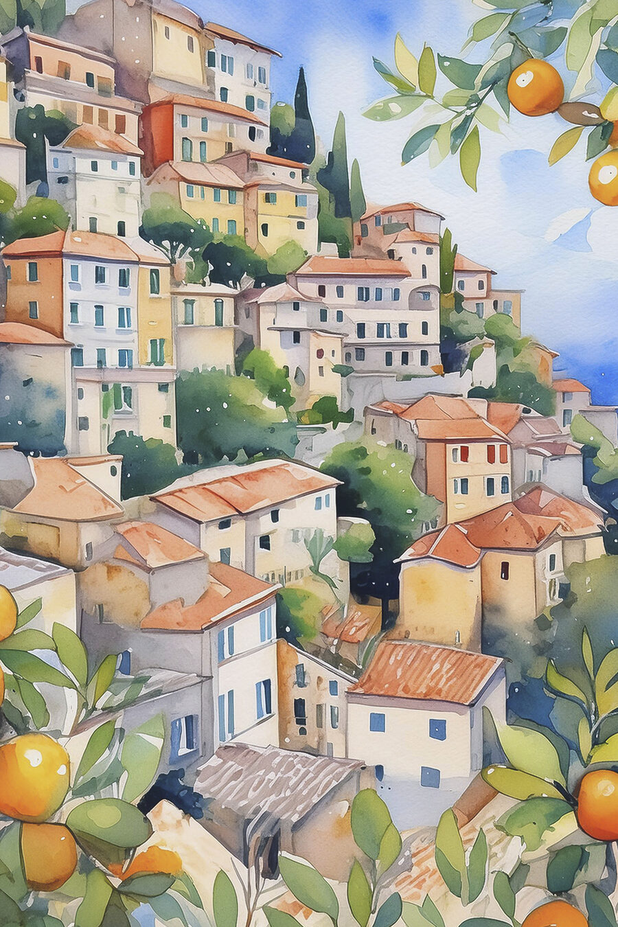 Colline aux maisons serrées — motif complet
