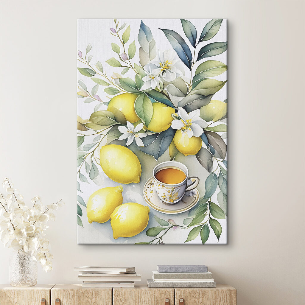 Thé citron et fleurs dans un intérieur