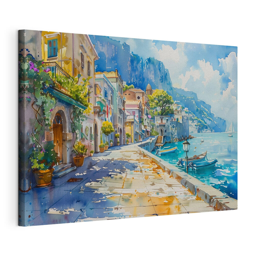 Flânerie sur la côte, toile tendue et bord enveloppé