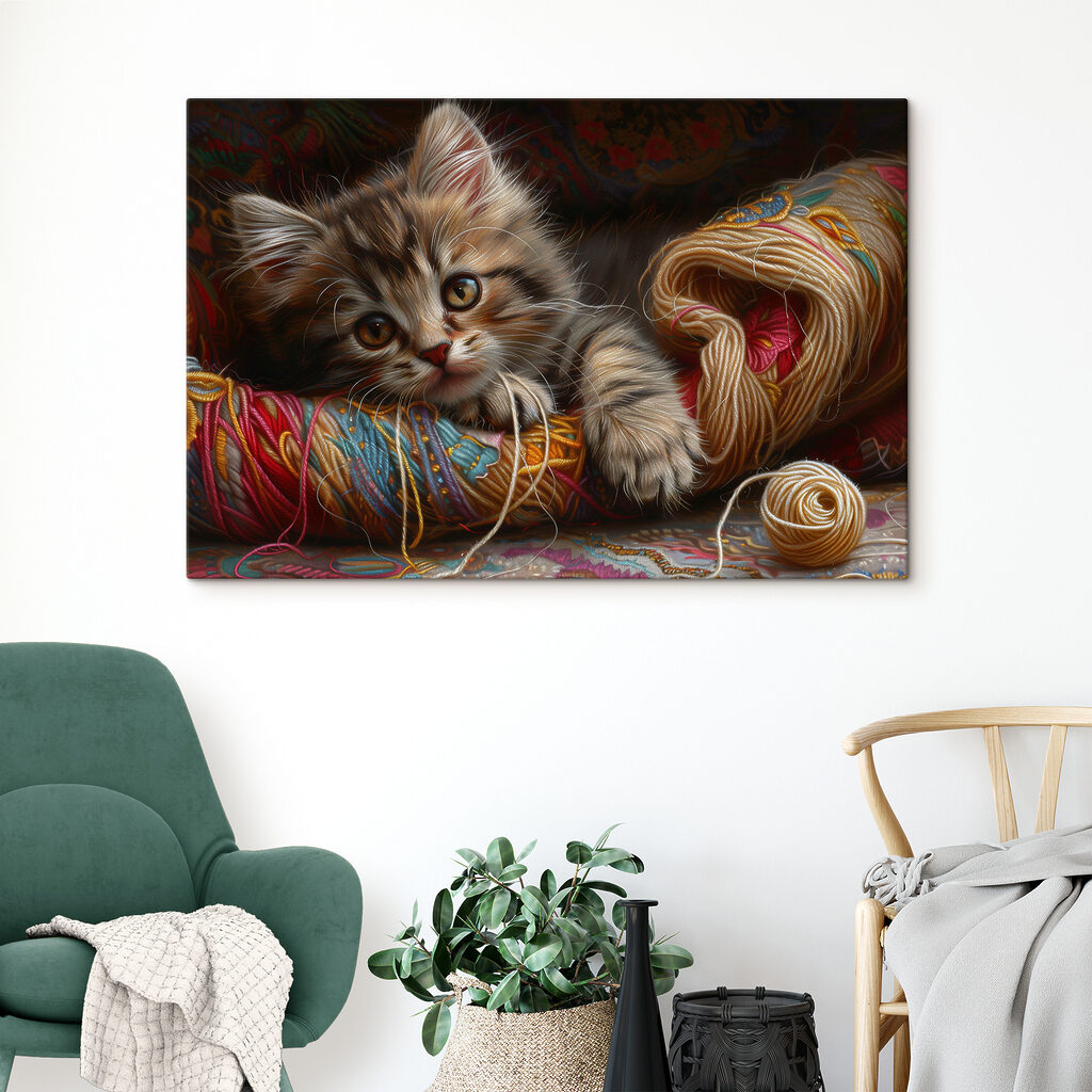 Chaton parmi les pelotes — intérieur 1