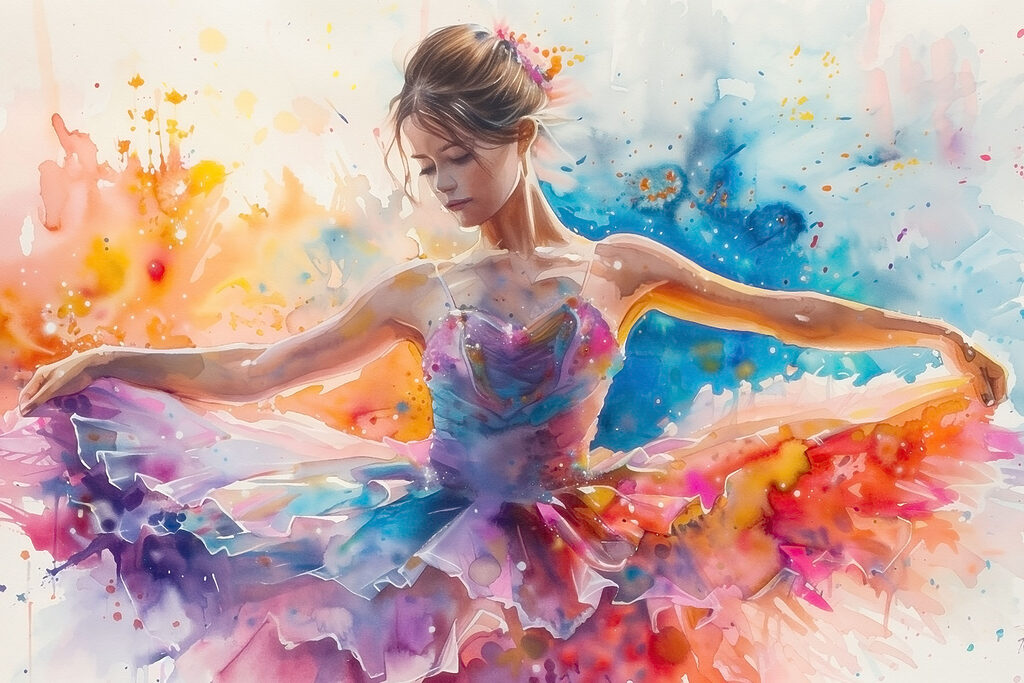 Ballerine aux couleurs fluides — motif complet