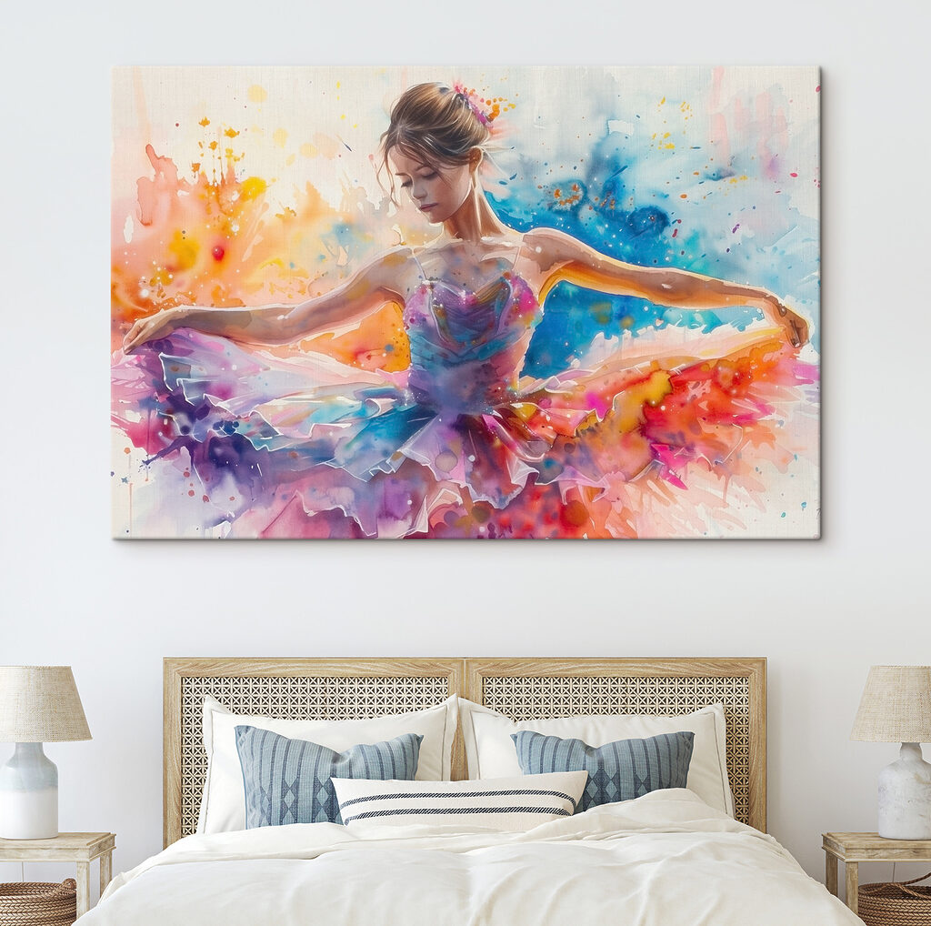 Ballerine aux couleurs fluides dans un intérieur