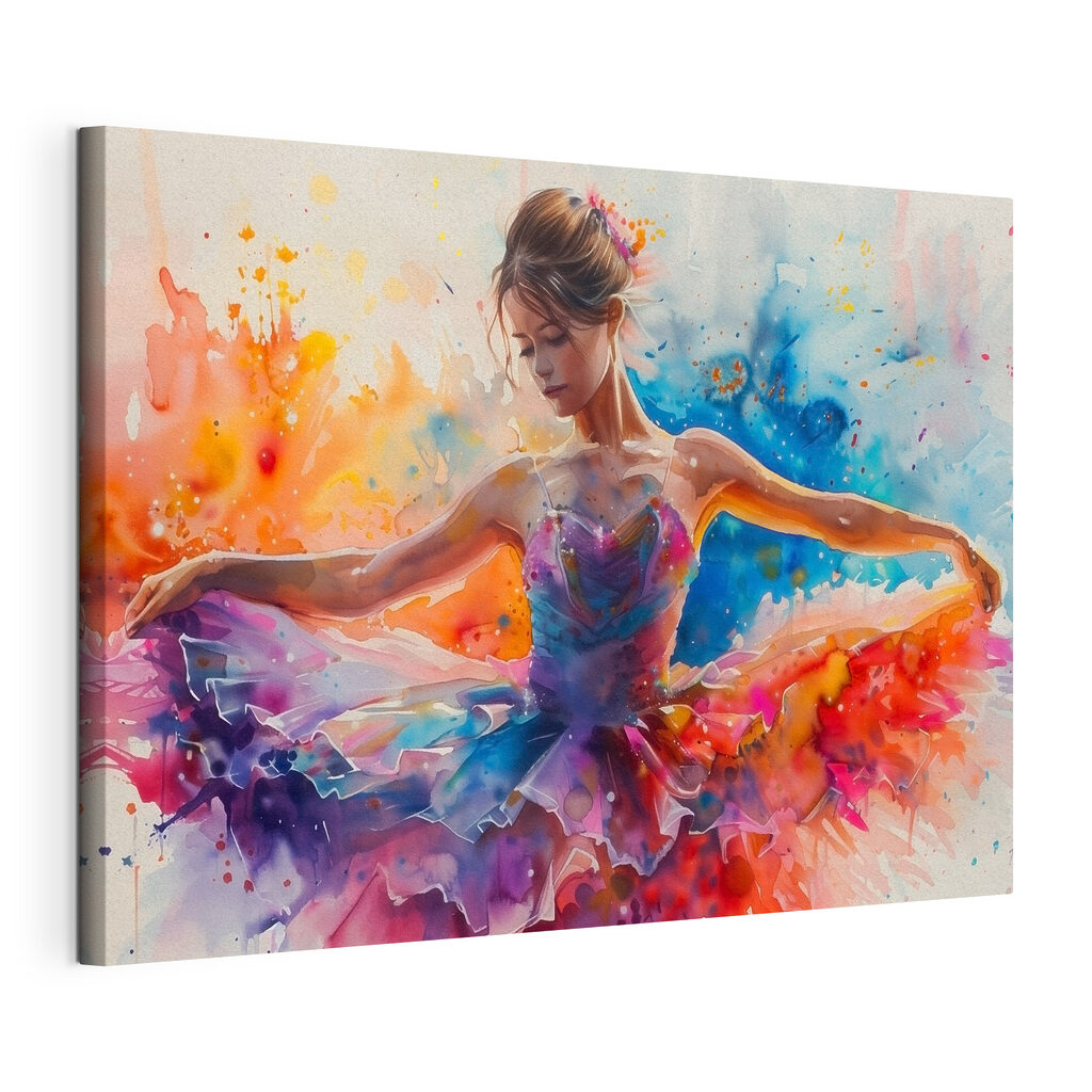 Ballerine aux couleurs fluides, toile tendue et bord enveloppé
