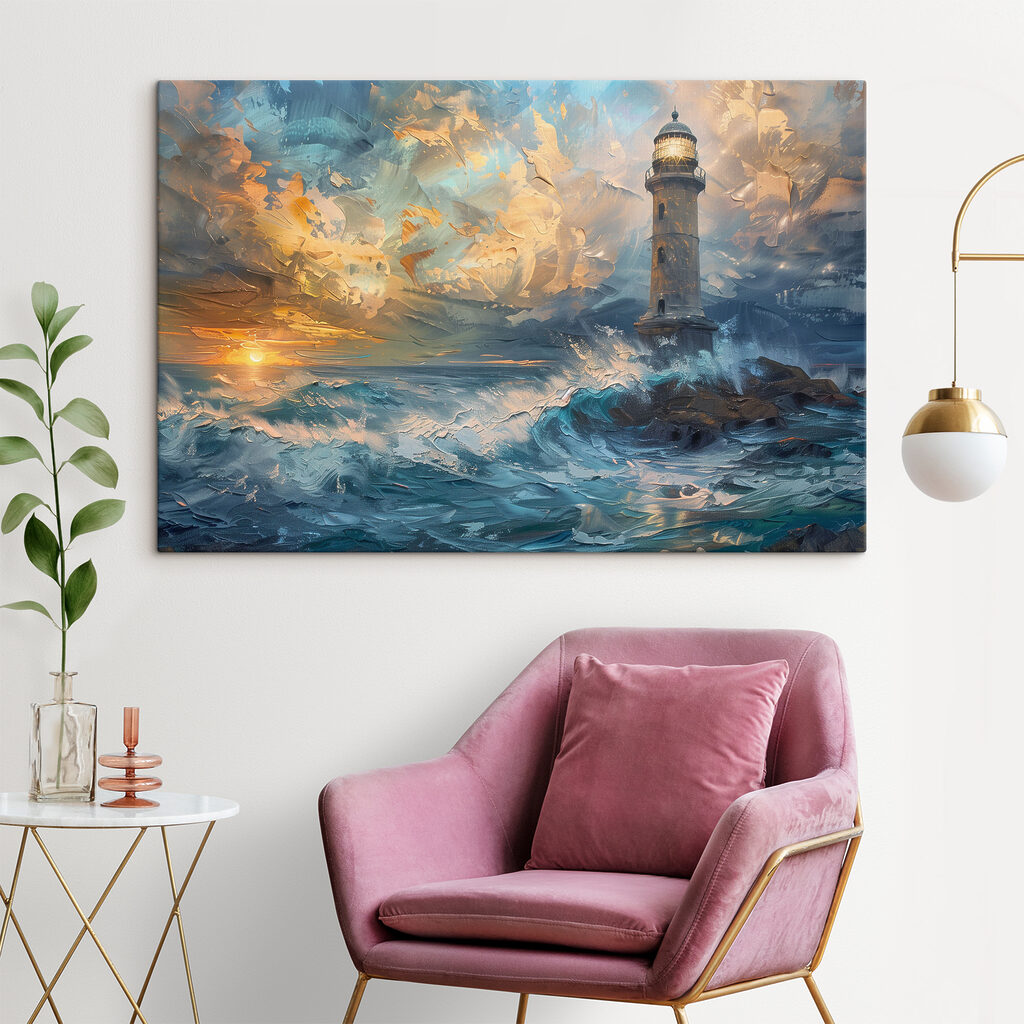 Phare et vagues colorées — intérieur 2
