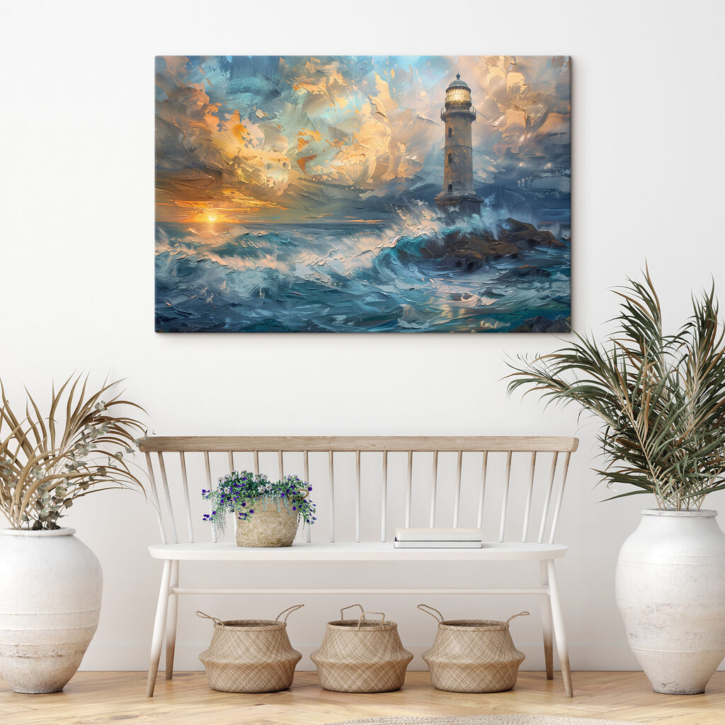 Phare et vagues colorées — intérieur 1