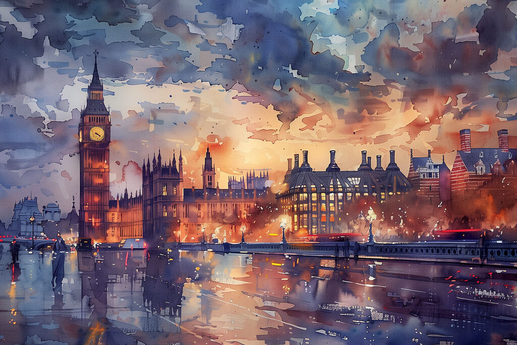 Londres au crépuscule — motif complet