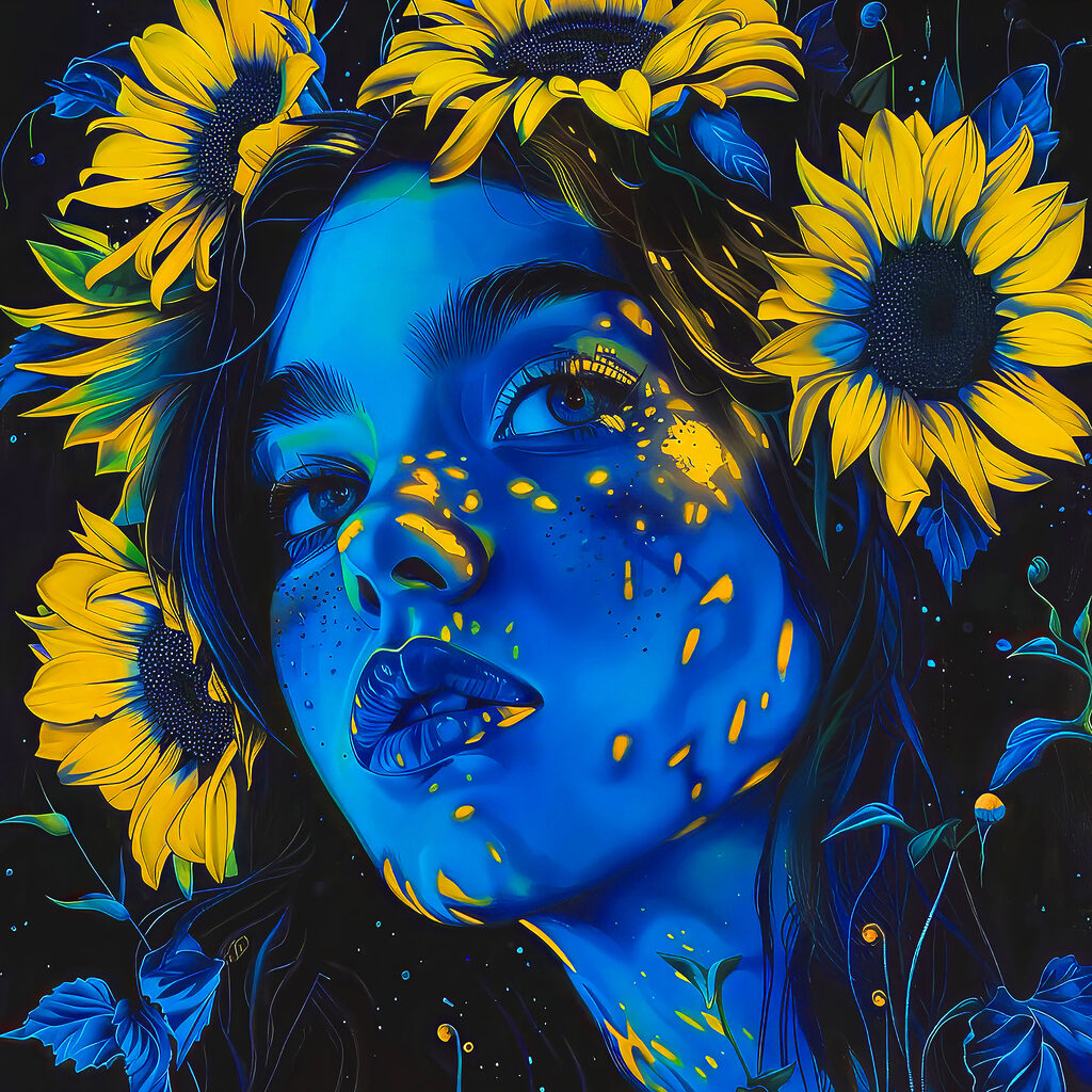Tournesols dans les cheveux — motif complet