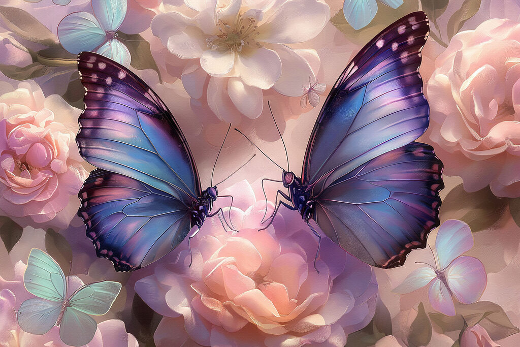 Papillon sur les fleurs — motif complet