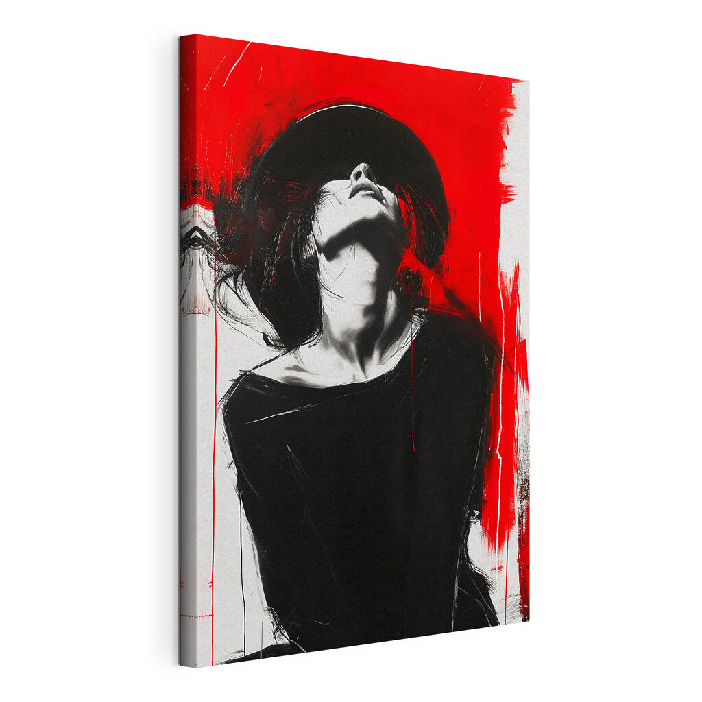 Chapeau noir sur rouge — vue du produit