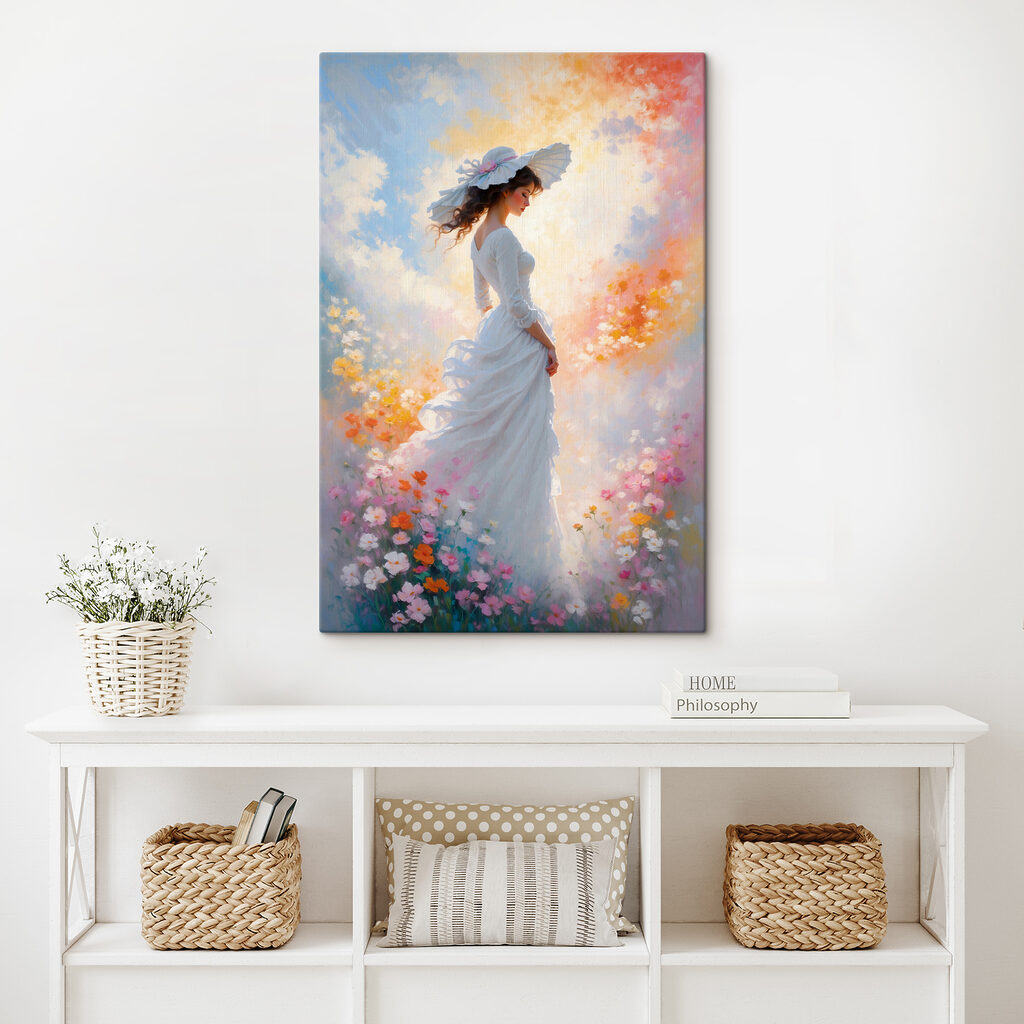 Femme en robe blanche — intérieur 2