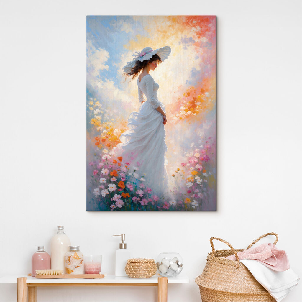 Femme en robe blanche — intérieur 1