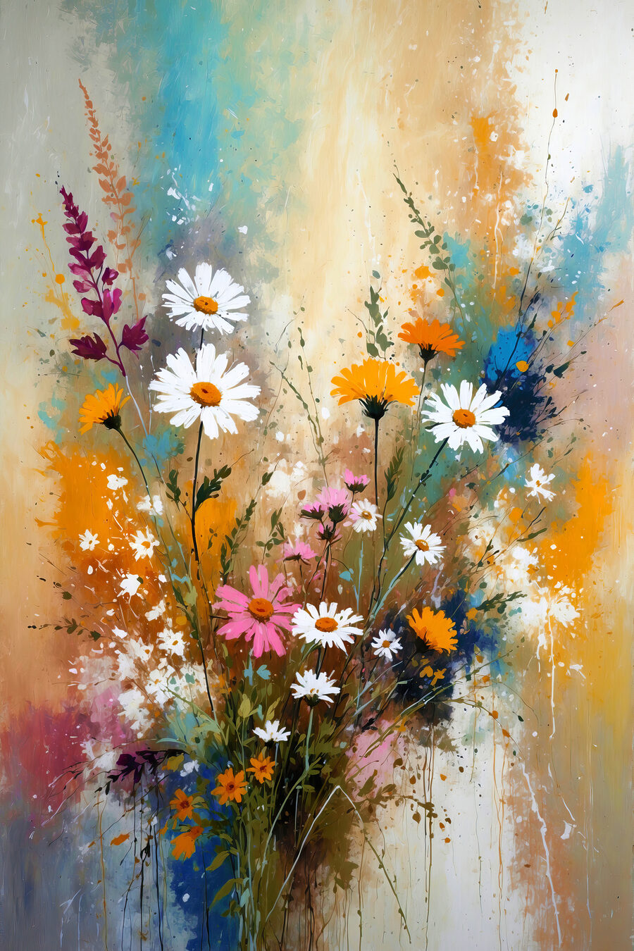 Marguerites dans la couleur — motif complet