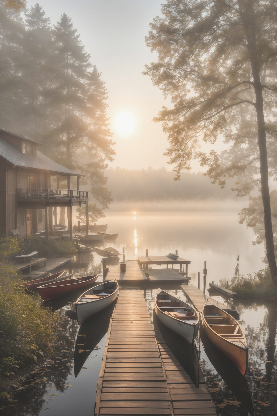 Ponton sur le lac — motif complet