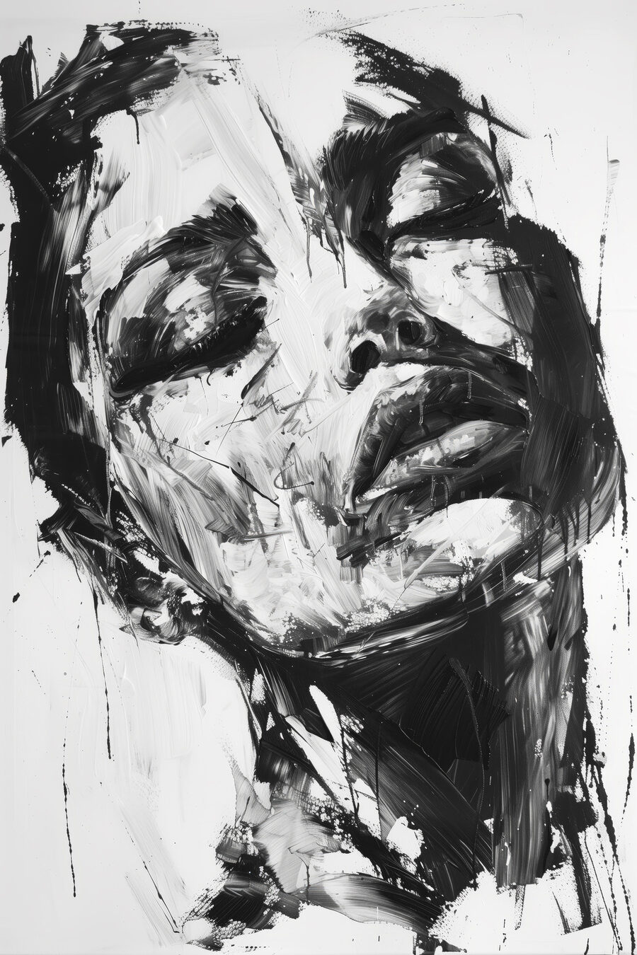 Visage à l’encre — motif complet