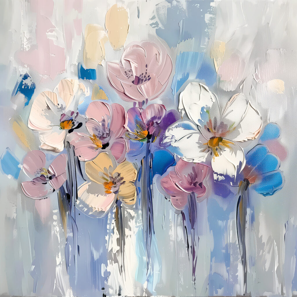Fleurs en touches claires — motif complet