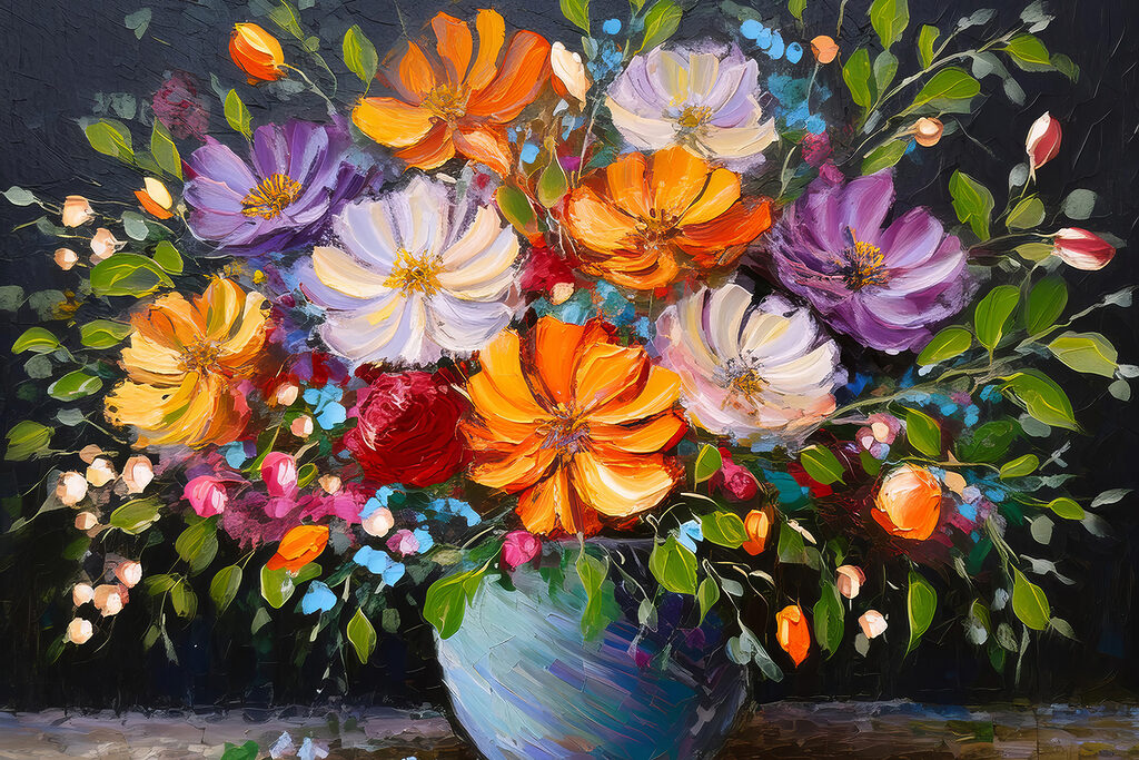 Fleurs dans la pénombre — motif complet