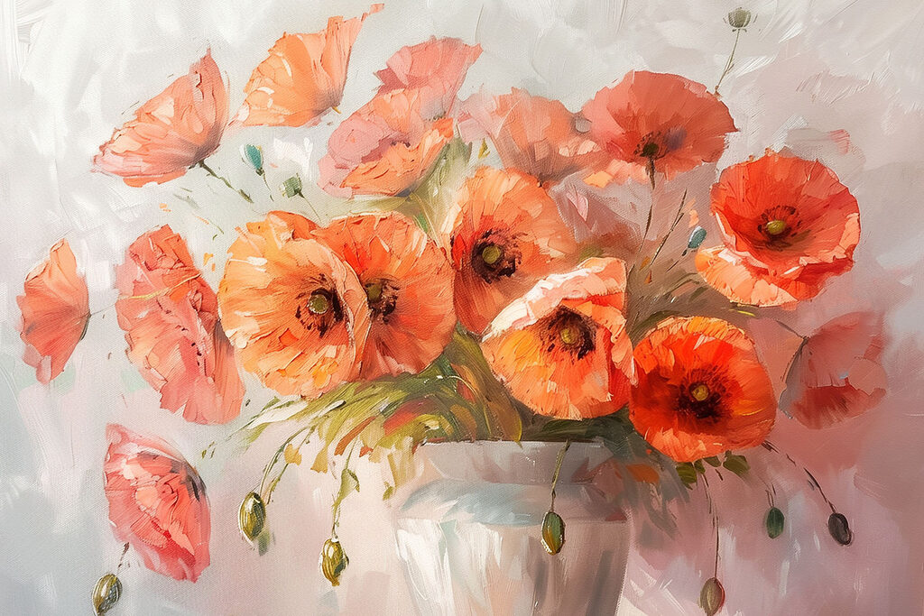 Coquelicots sur tiges fines — motif complet