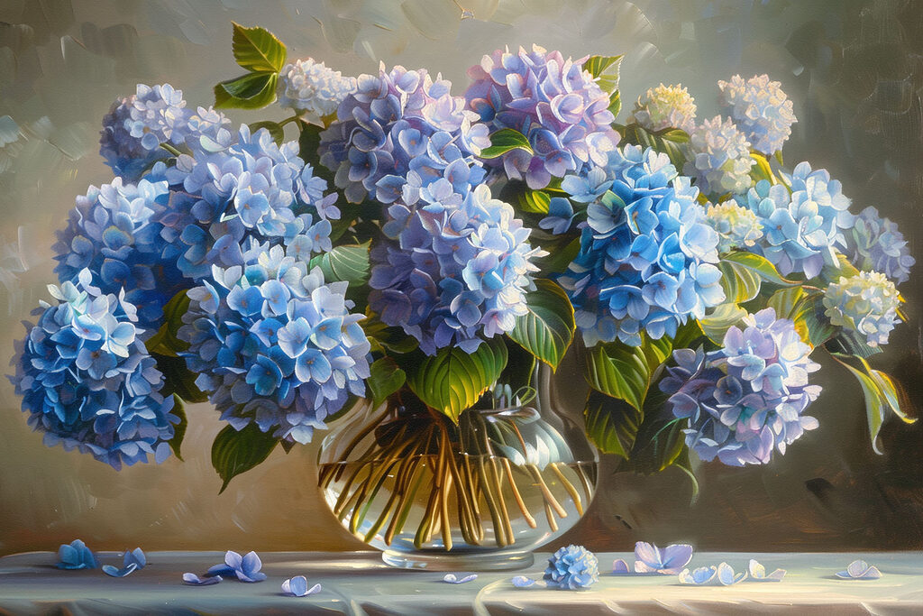 Bouquet de fleurs bleues — motif complet